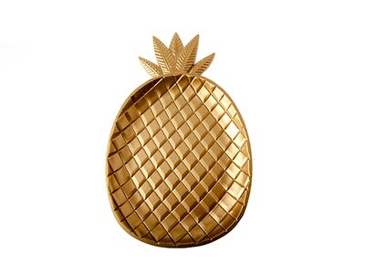 Schaaltje Ananas Goud Hout 22x35x2.5cm 