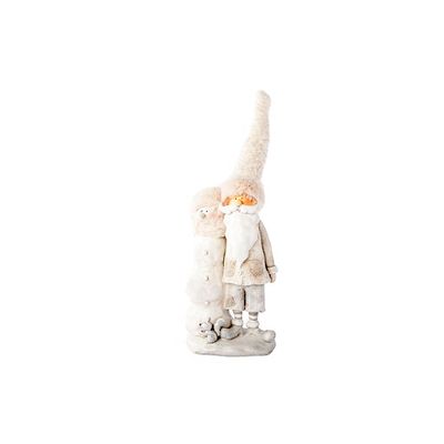 Santa Av Bonh Neige 12x9x33cm Creme Resine  Cosy @ Home