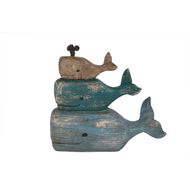 Statue Baleine Pyramide Bleu 23x7.5x21cm Resine 