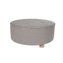 Cosy @ Home Tabouret Geometric Silver Gris D50xh21cm Pieds En Bois 