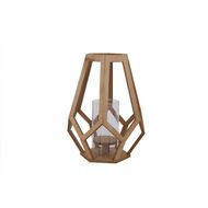 Windlicht Geometric Hout 27x27x33.5cm Natuur 