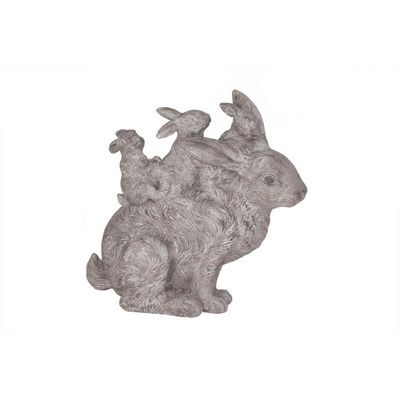 Lapin Et 3 Enfants Sur Le Dos Gris Resin E 33x15xh32cm  Cosy @ Home