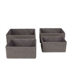 Cosy @ Home Summer Grey Mandjes Set4 Rechthoekig 24x19x10 22x17x9.5 20x15x9 18x13x7cm 