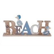 Beach Letterdeco Blauw Hout 40x5xh17cm  