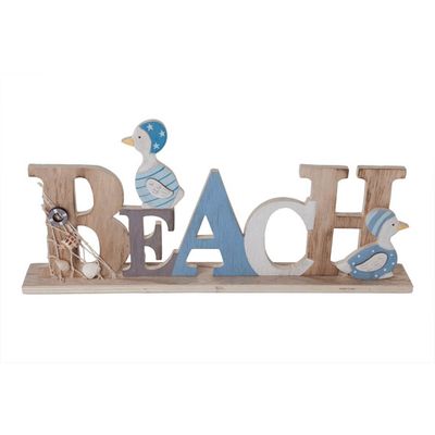 Beach Deco Lettres Bleu Bois 40x5xh17cm   Cosy @ Home