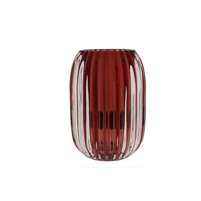 Theelichthouder Porto Rood 9x9x13cm Glas   Cosy @ Home