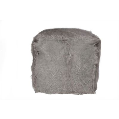 Pouf Fourrure Chevre Gris Clair 40x40x40 Int. Polybean  Cosy @ Home