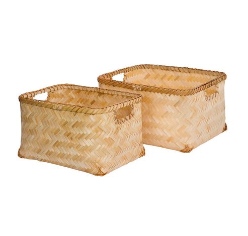 Bao Panier Set2 Bois Nature 38x32x21cm 34x25x20cm  Cosy @ Home