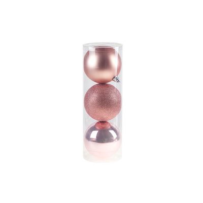 Boule Noel Set3 Mix Rose D15cm Pvc Mat Brillant Scintillant  Cosy @ Home