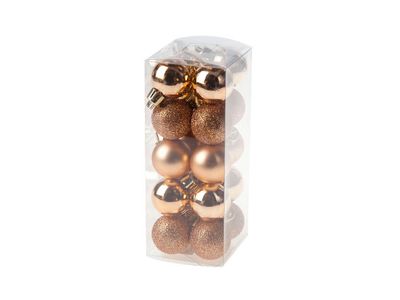Kerstbal Set20 Mix Koper D3cm Kunststof Blinkend - Glitter