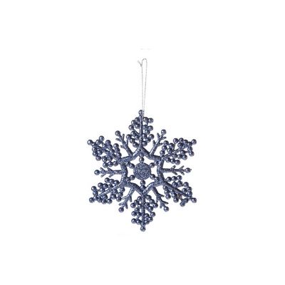 Sneeuwvlok Hanger Donkerblauw Kunststof 14xh14 Glitter  Cosy @ Home