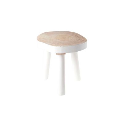 Table D'appoint Blanc Rond Bois 27x23xh2 6  Cosy @ Home