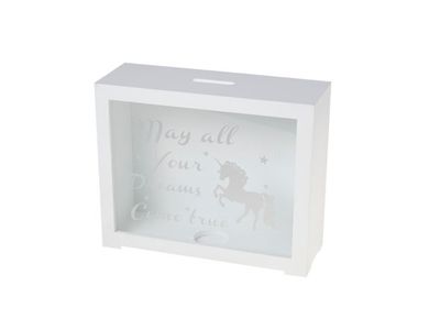 Tirelire  Blanc Carre Bois 20x16,5xh7 