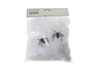 Toile D'araignee Blanc Textile 17x1xh22 With 2 Spiders