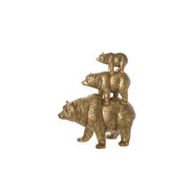 Famille D'ours Dore Polyresine 32,5x16xh 37 Standing  Cosy @ Home