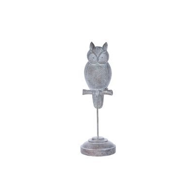 Hibou Sur Pied Gris Polyresine 13,5x13,5 Xh41  Cosy @ Home