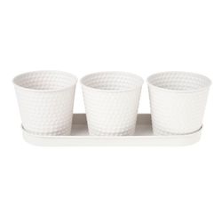 Cosy @ Home Pot Trio Schaal Creme Ovaal Metaal 35x32xh10,5 