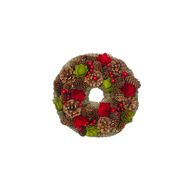 Krans  Rood-groen Rond Hout 25x25xh8 Pin Econes 