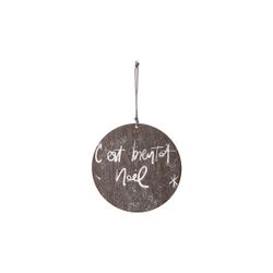 Cosy @ Home Hanger Ornament Grijs Hout D15 Glitter ''c'est Bientot Noel'' 