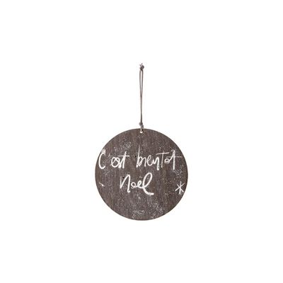 Hanger Ornament Grijs Hout D15 Glitter ''c'est Bientot Noel''  Cosy @ Home