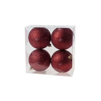 Boule Incass Set4 10cm Burgundy Scintil Dans Une Boite En Pvc  Cosy @ Home