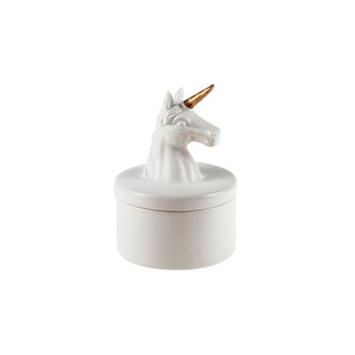 Boite Blanc Ceramique 10,5x10,5xh14,5 Un Icorn  Cosy @ Home