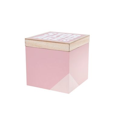 Doos  Roze Vierkant Hout 14x14xh14 Storage  Cosy @ Home