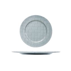 Cosy @ Home Bord Squares Zilver Rond 33x33xh2cm Kunststof 