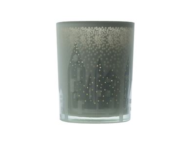 Theelichthouder Wit Rond Glas 0x10xh12,5 Inside Gold