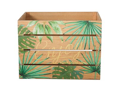 Jungle Krat Hout Naturel Groen30x22x22cm 