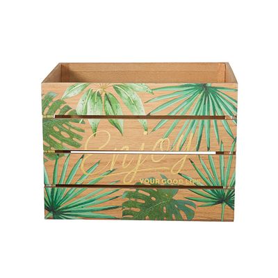 Jungle Krat Hout Naturel Groen30x22x22cm   Cosy @ Home