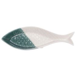 Cosy @ Home SCHAAL FISH WIT GROEN 20X8XH3CM PORSELEI 