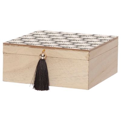 Doos Palm Flosh Donkergroen 20x20xh8,7cm  Hout  Cosy @ Home