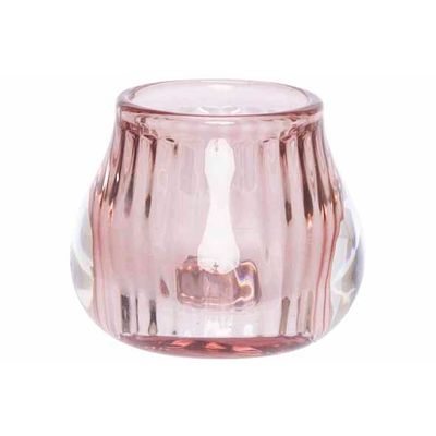 Theelichthouder Roze 8x8xh6,8cm Glas   Cosy @ Home