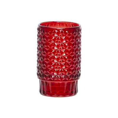 Bougeoir Covent Gard. Rouge Fonce 6,2x6, 2xh9,8cm Verre  Cosy @ Home