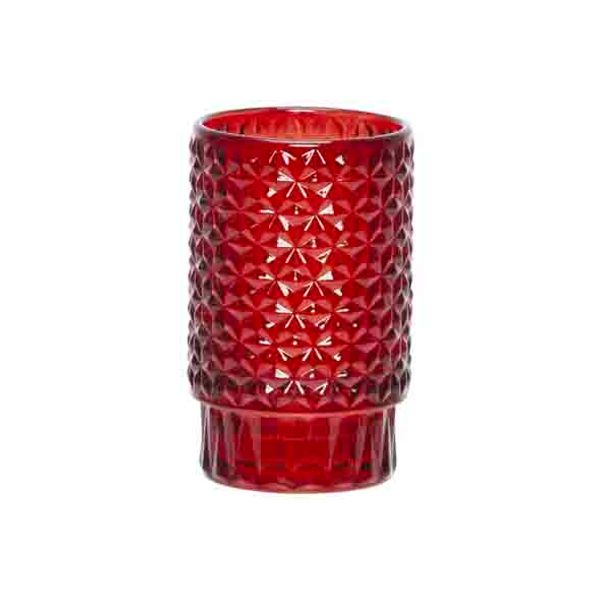 Theelichthouder Covent Gard. Donkerrood 6,2x6,2xh9,8cm Glas 