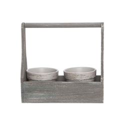 Cosy @ Home Bac 2x Pot D10cm Gris 24,5x11xh24cm Rect Angle Bois 