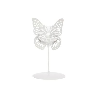 Papillons 1x Glass Cup D6,5-h5cm Blanc 1 0x10xh18cm Rond Metal  Cosy @ Home