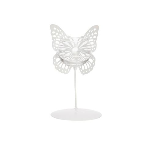 Papillons 1x Glass Cup D6,5-h5cm Blanc 1 0x10xh18cm Rond Metal  Cosy @ Home