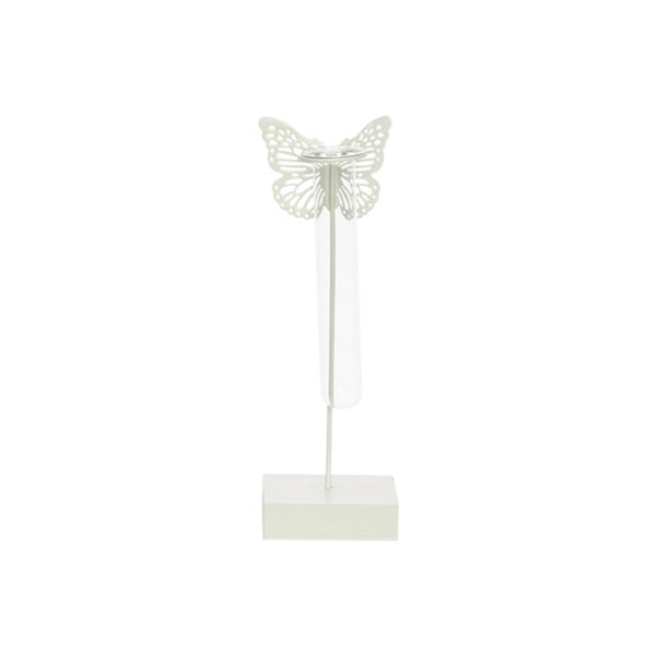 Cosy @ Home Vaas Butterfly 1x Glass Tube D3,5-h15cm Mint 8x8xh24cm Rond Metaal