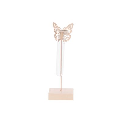 Vaas Butterfly 1x Glass Tube D3,5-h15cm Peach 8x8xh24cm Rond Metaal  Cosy @ Home