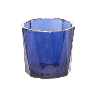 Theelichthouder Venice Blauw 7,5x7,5xh7c M Glas  Cosy @ Home