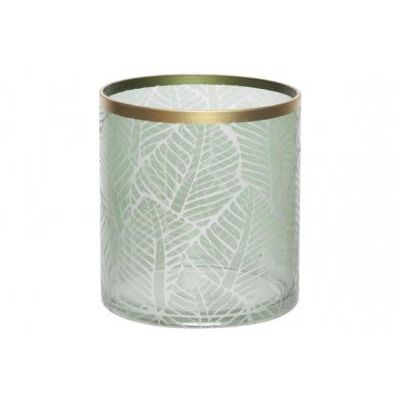 Lanterne Leaf Vert 18x18xh20cm Rond Verr E  Cosy @ Home