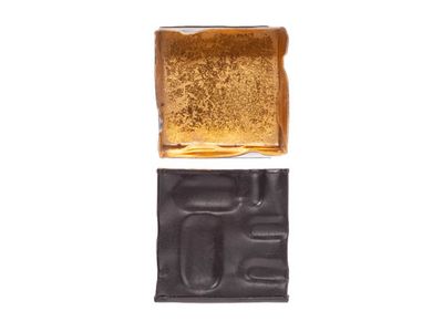 Theelichthouder Zwart 7,5x7,5xh7,5cm Vie Rkant Metaal Goud