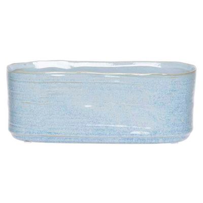 Bac A Plantes Bleu Jeans 15x8xh8cm Ovale  Gres  Cosy @ Home