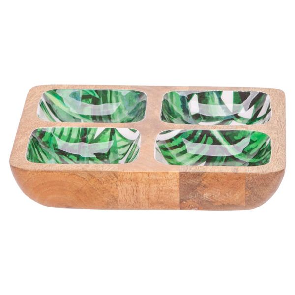 Cosy @ Home Jungle Aperoschaalgroen 20,5x20,5xh4 Cm Vierkant Hout