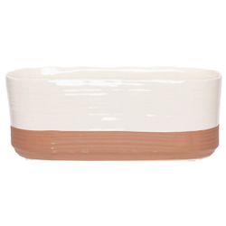 Cosy @ Home Bac A Plantes Duo Creme 25x11xh10cm Oval E Gres 