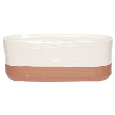 Bac A Plantes Duo Creme 25x11xh10cm Oval E Gres  Cosy @ Home