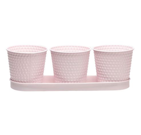 Pot Trio Plateau Rose 35x32xh10,5cm Oval E Metal  Cosy @ Home