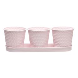 Cosy @ Home Pot Trio Plateau Rose 35x32xh10,5cm Oval E Metal 